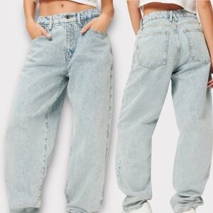 NEW Good American Good 90s Loose Jeans Women's 16 Blue Acid Wash‎ Relaxed